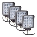 Kit 4 Farol Led Milha Longo Alcance Jeep Trilha Off Road 48w