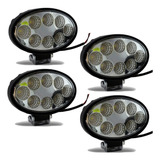 Kit 4 Farol Milha 8 Led 24w 12v 24v Oval Carro Trator 4x4 