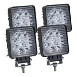 Kit 4 Farol Milha Led 27w 12v/24v Quadrado Carro Jeep 
