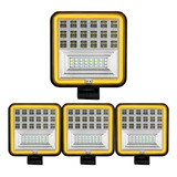 Kit 4 Farol Milha Led Quadrado 126w Pisca Âmbar Seta 9-36v