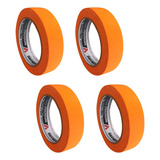 Kit 4 Fita Crepe Imobiliária Drywall Laranja Adere 24x50
