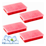 Kit 4 Formas De Gelo De Silicone 15 Cubos Livre Bpa C Tampa