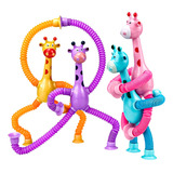 Kit 4 Girafa Pop It Tubo Estica Gruda Brinquedo Infantil Led