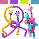 Kit 4 Girafas Pop It Tubo Estica E Gruda Brinquedo Divertido