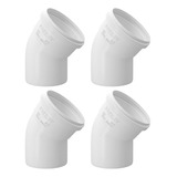 Kit 4 Joelho Cotovelo Esgoto Pvc 45° Branco 50mm Fortlev