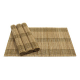 Kit 4 Jogo Americano De Bambu Retangular P/ Mesa 30x44 Cm