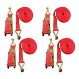 Kit 4 Jogos Cinta Catraca De Amarração Carga 800kg Canvas Vm Cor Vermelho