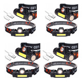 Kit 4 Lanterna Cabeça Com Foco Tripla Cor Da Luz Branco Top