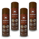 Kit 4 Lata Verniz Spray Colorart Para Madeira 300ml Mogno