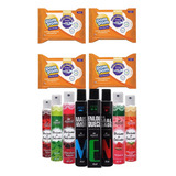 Kit 4 Lenço Umedecido Mão 3 Perfume Calcinha 3 Perfume Cueca