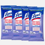 Kit 4 Lenços De Limpeza Lysol Brisa Da Manhã Roxo Mata Covid