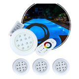 Kit 4 Luminaria De Piscina Led 12w Rgb + Modulo + Controle 