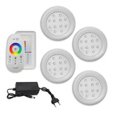 Kit 4 Luminaria Piscina Led 15w Rgb + Fonte 3a + Controle