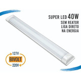 Kit 4 Luminária Tubular Led Slim 6500k 120cm 40w 110v/220v Cor Branco