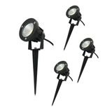 Kit 4 Luminárias Espeto Jardim 7w Luz Quente Lâmpada Cob Led Cor Da Carcaça Preto Cor Da Luz 2700k 110v/220v