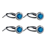 Kit 4 Luzes De Cortesia Com Moldura Em Inox Led Azul 12v