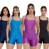 Kit 4 Macaquinho Feminino Fitness Curto Academia Canelado