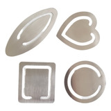 Kit 4 Marcador De Página Luxo Em Aço Inox Escovado 4 Modelos
