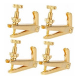 Kit 4 Micro Afinadores Fixo Dourados Para Violino 4/4