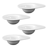Kit 4 Molheira Porcelana 150ml C/ Aba Bone Molhos Mesa