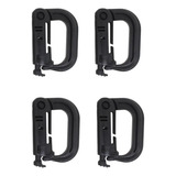 Kit 4 Mosquetão Chaveiro Tático Militar Camping D Ring Tag Cor Preto