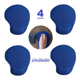 Kit 4 Mouse Pad Apoio Gel Punho Pulso Ergonômico Preto Azul