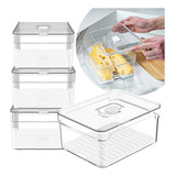 Kit 4 Organizadores Geladeira Armário Tampa Alimentos 2,2l Cor Transparente Ou Clear