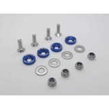 Kit 4 Parafusos De Placa Carro Alumínio Anodizado Azul Epman