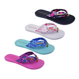 Kit 4 Pares Chinelo Sandália Feminina Tecido Estampado K125