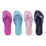 Kit 4 Pares Chinelo Sandália Feminina Tecido Estampado K125