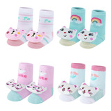 Kit 4 Pares Meia Bebê Sapatinho Menina Bichinho