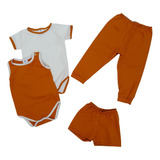 Kit 4 Pç Roupas De Bebê Body Calça Short Bebê P M G Gg 1