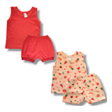Kit 4 Pçs Regata + Short Roupa Bebê Conjunto Verão Misto