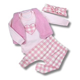 Kit 4 Pçs Roupinha Bebê Menina Inverno Frio 100% Algodão