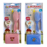 Kit 4 Peças Banho Higiene Bebe Pente Escova Saboneteira 
