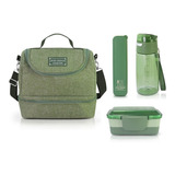 Kit 4 Peças Bolsa Térmica Marmita Garrafa Porta Talher Rosa
