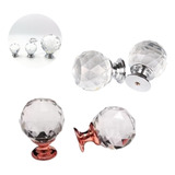 Kit 4 Peças Maçaneta Puxador Bola Cristal Rose Cromado 30mm