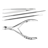 Kit 4 Peças Para Cutículas Aço Inox Pinça Alicate Tramontina