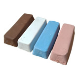 Kit 4 Pedra Massa Para Polimento E Espelhamento Inox, Aluminio , Peças Moto, Rodas Azul Branca Marrom Rosa 1 Kg Cada 