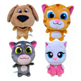 Kit 4 Pelúcias My Talking Tom Ben Ângela E Ginger 15cm