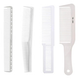 Kit 4 Pentes Carbono De Corte Barbeiro Profissional Branco