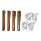 Kit 4 Pés 35cm Madeira Suporte Respiga Reforçado Castanho
