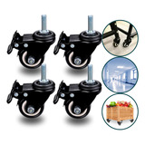 Kit 4 Pés Rodinhas E Rodízio Giratório 400kg Base Reforçada 