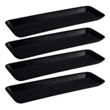 Kit 4 Petisqueiras Retangulares Prato De Petisco Coza Preto