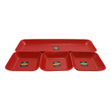 Kit 4 Petisqueiras Retangulares Prato De Petisco Coza 