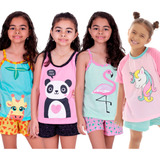 Kit 4 Pijama Infantil Verão Estampado