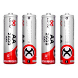 Kit 4 Pilhas Recarregáveis Aa Mox 2.600mah Alta Capacidade