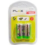 Kit 4 Pilhas Recarregáveis C Média 2900mah Flexgold