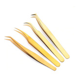 Kit 4 Pinças Alongamento Cílios - Volume Russo E Fio A Fio