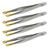 Kit 4 Pinças Ouro Edel Solingen Obliqua - Excelência